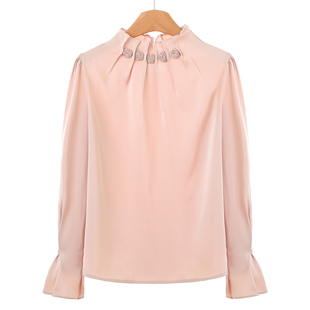 玫瑰花褶皱立领温柔减龄雪纺衫 339西湖阁老 绍 春装 157 萌