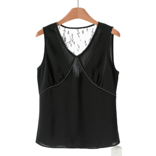 V领套头蕾丝拼接亮钻条装 西湖阁老 绍 春装 饰背心132 庄