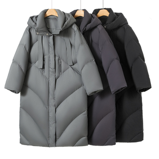 连帽系带蓬松饱满宽松过膝羽绒服833 冬装 5399鹅绒服 慧