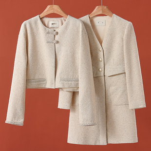 假两件V领连衣裙圆领盘扣外套组合752剪 春装 西湖阁老 帝