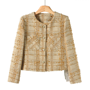 粗花呢织花感带垫肩小香风短外套359 春季 西湖阁老 俪