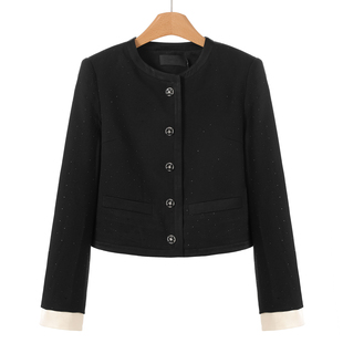 拼接开叉袖 春装 花朵扣烫钻短外套012 栖 999西湖阁老