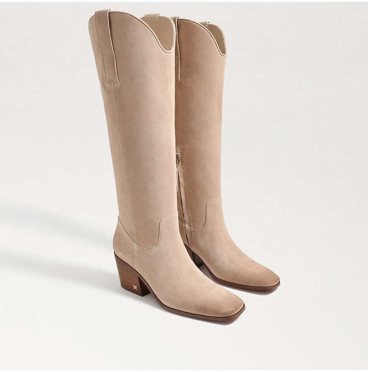 GSGG S MU JIAYUAN 슈퍼 인기 복고풍 맞춤형 스웨이드 가죽 웨스턴 카우보이 스타일 두꺼운 힐 웨스턴 부츠 롱 부츠