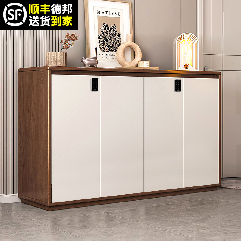 实木家用楼道口走廊带锁储物鞋柜