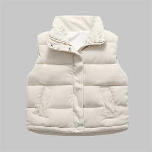 2024新款儿童羽绒棉马甲立领加厚男女童灯芯绒马夹宝宝背心中小童