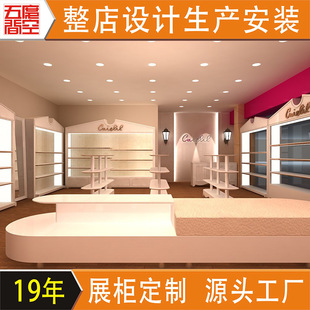 子烤漆靠墻高柜 商場(chǎng)品牌鞋 鞋 服裝 店帶燈展示柜 店陳列貨架中島臺(tái)