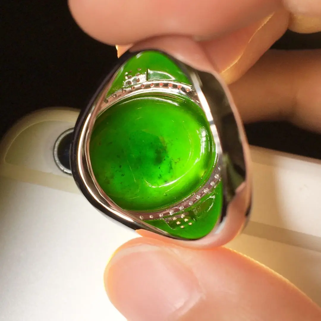 新款镶嵌墨翠蛋面戒指男士高颜值潮男新中式古着戒环