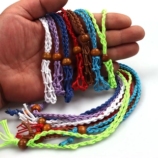 欧美水晶网兜编织项链天然石水晶吊坠绳可调节复古手工网兜项链