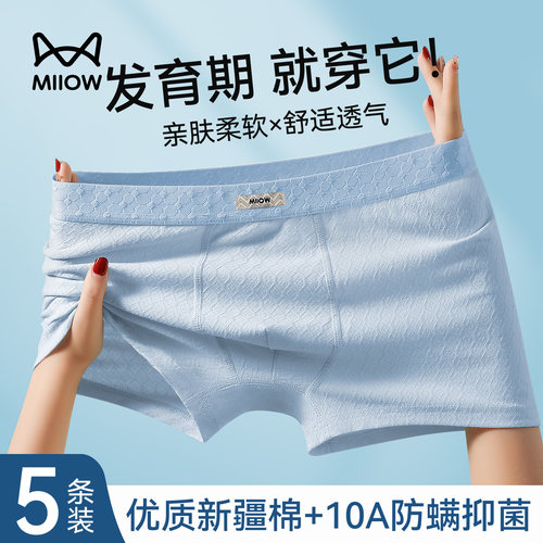 猫人青少年内裤中大童四角短裤头