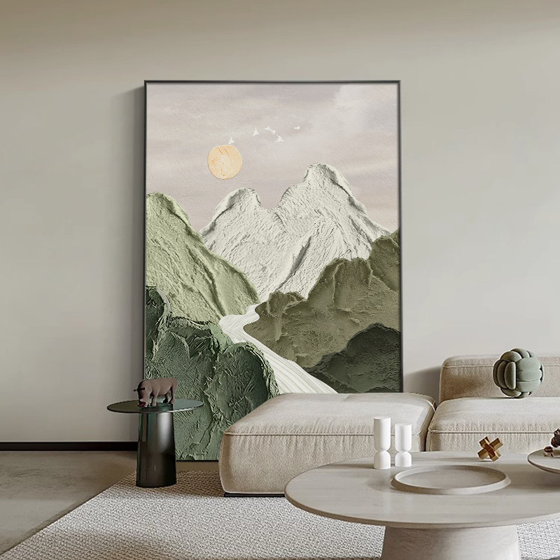 山水画 画挂画 画轻奢高级感背后有靠山客厅装饰画 画沙发背景墙
