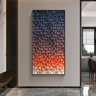 走廊过道挂画现代简约2025新款玄关装饰画抽象艺术方格入户壁挂画