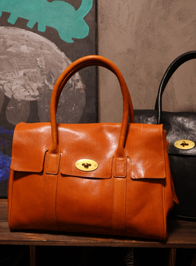 独行野兽特价真皮树膏植鞣牛皮手提中号托特包大容量通勤公文包