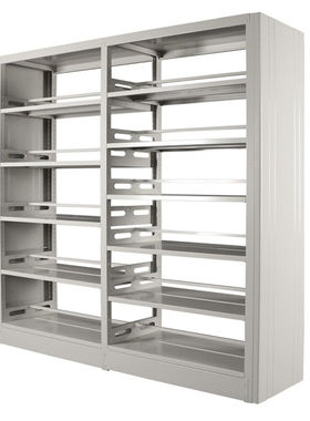 万尊钢制货架双面书架灰白色一列二组5层工厂阅览室资料架
