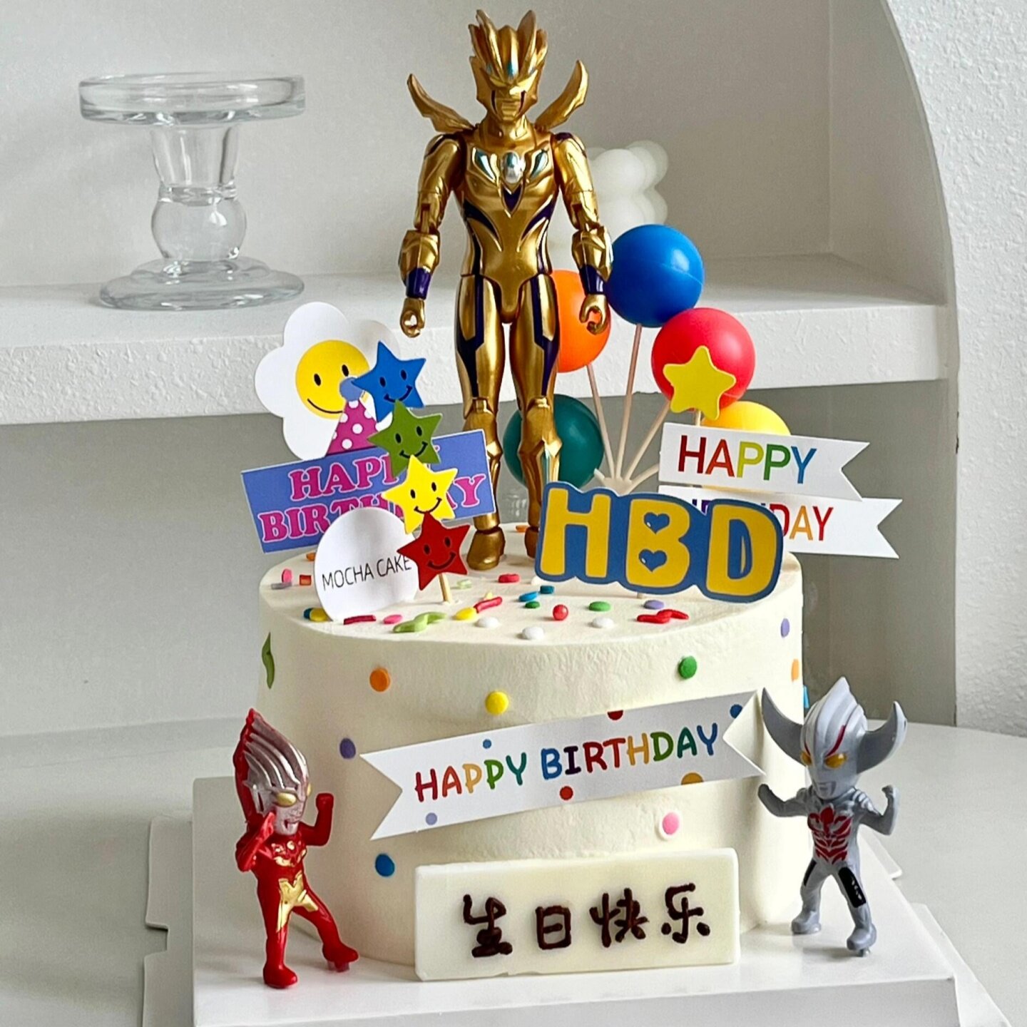 黄金赛罗蛋糕装饰摆件卡通奥特曼儿童男孩生日派对烘焙甜品装扮