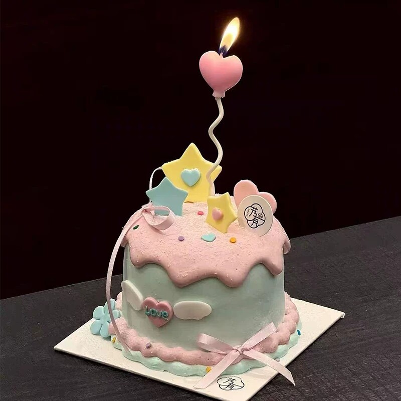 韩系小众ins糖果色爱心蜡烛蛋糕装饰五角星小花压模烘焙装扮摆件