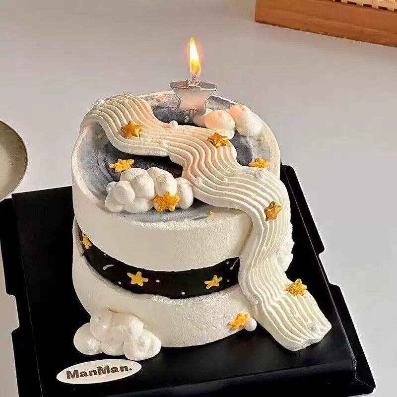 小红书同款五角星生日蜡烛蛋糕装饰银河金色星星珠子甜品台烘焙珠