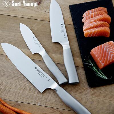 日本进口柳宗理 不锈钢三德刀厨房切肉料理刀一体成型水果蔬菜刀