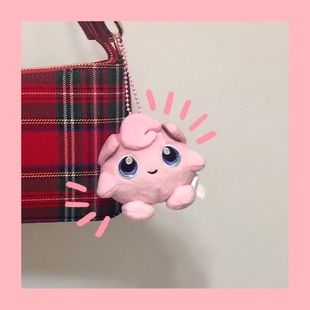 胖丁粉色少女毛绒公仔书包斜挎包挂件 宝可梦可爱玩偶钥匙扣挂饰