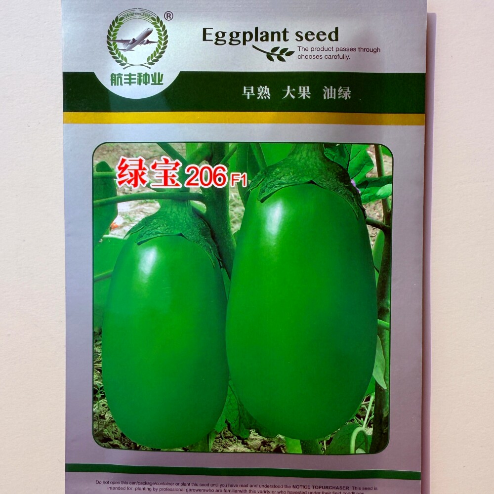 绿宝206青圆茄种籽杂交绿茄子种子大果早熟早春夏秋季播蔬菜种孑