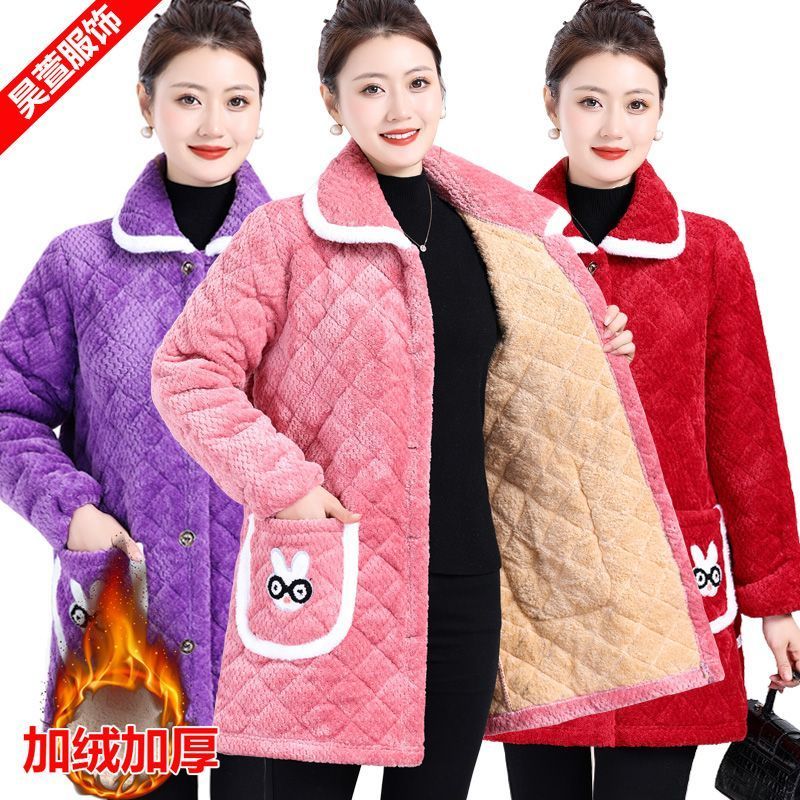 四川省服罩衣女冬季加绒加厚中长款成人长袖工作棉服保暖新款大码