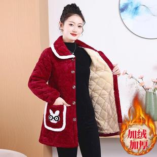 加绒加厚保暖厨房长棉衣裙时尚 四川省省服加棉罩衣女外穿冬季 新款