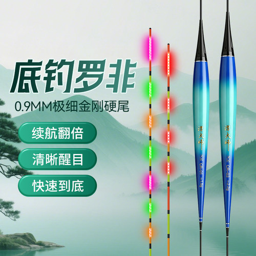【双排LED硬尾】罗非夜光漂咬钩变色底钓电子鱼漂高灵敏醒目浮漂