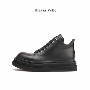 bravia velle九鱼男鞋真皮百搭欧版男士厚底鞋轻便时尚休闲工装靴