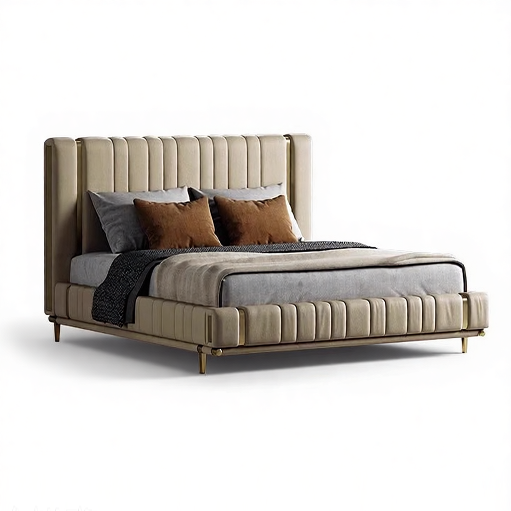 意式轻奢真皮床别墅大平层主卧床