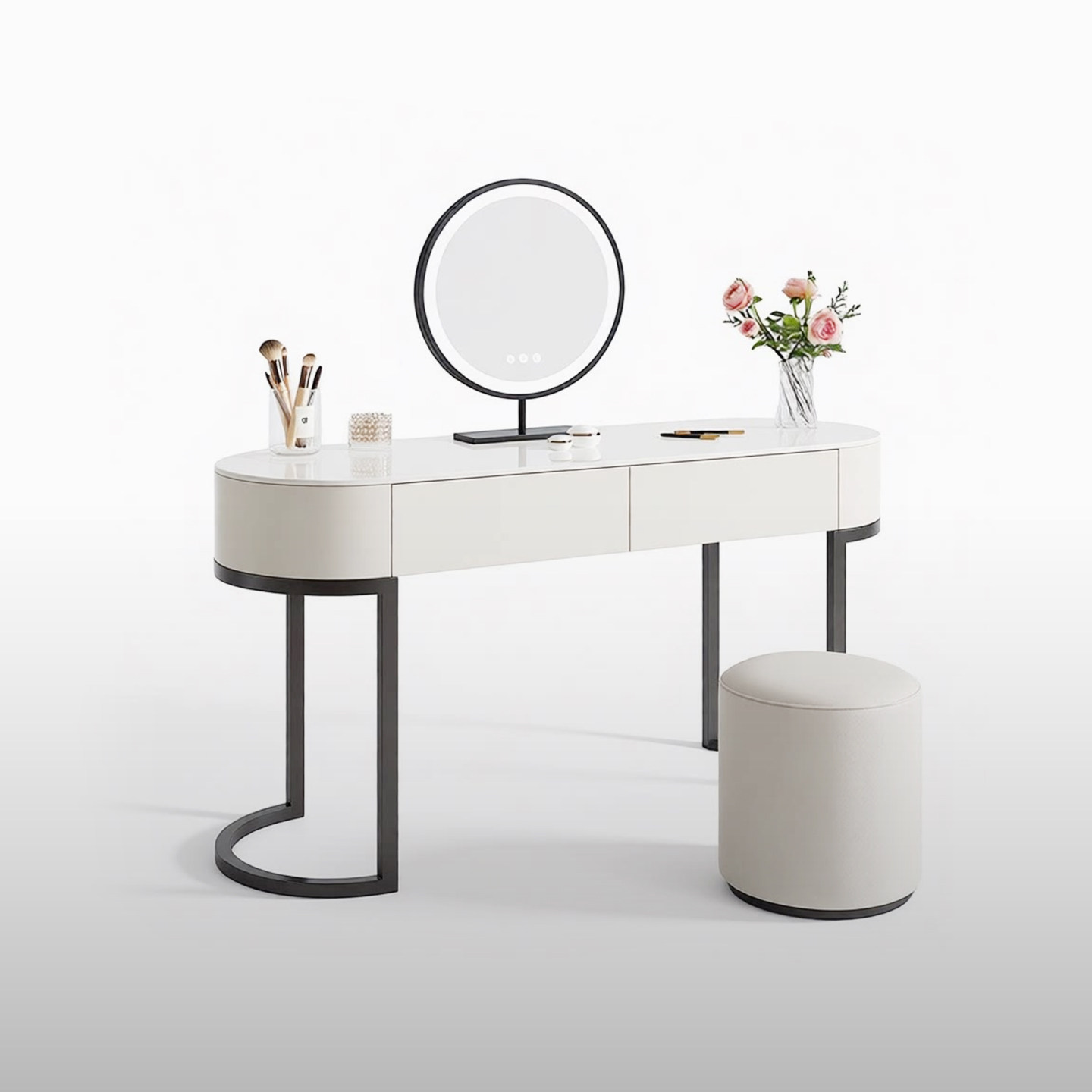 梳妆台卧室现代简约设计师意式极简别墅大平层实木化妆台桌高级感