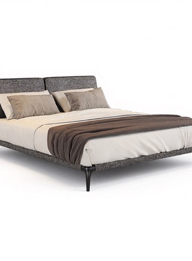 Poliform Park帕克床意式极简真皮高级主卧婚床设计师双人高端床