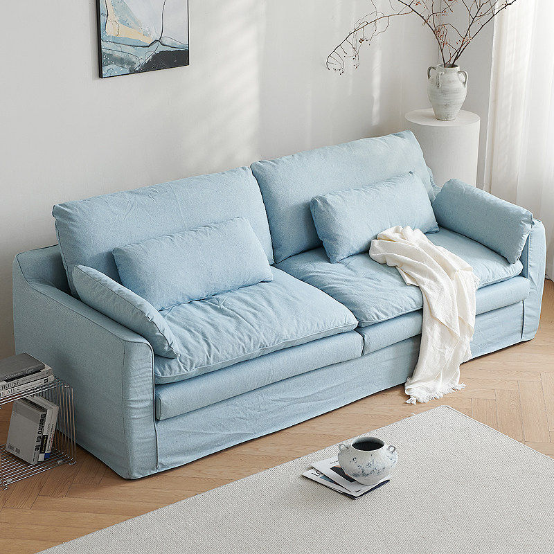 怀抱沙发棉麻布艺客厅小户型可拆洗法式奶油风白色三人风信子沙发