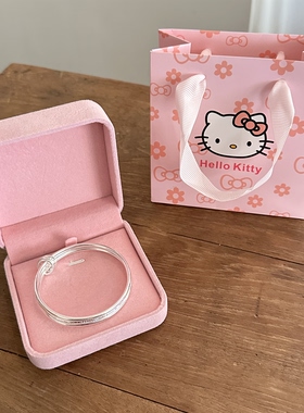 足银999三圈手镯女实心纯银叠戴手环ins风百搭送女友闺蜜银饰礼物