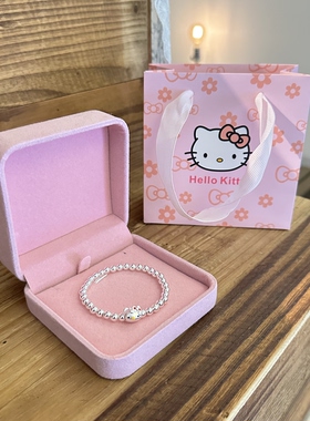 足银手链女2026新款Kitty猫手串少女心银饰品送女生儿童生日礼物