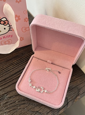 Kitty猫纯银皓石手链女高级感ins风学生手饰防过敏生日礼物送闺蜜