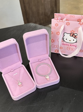 Kitty猫纯银项链手链套装女生儿童宝宝亲子款2026新款生日礼物