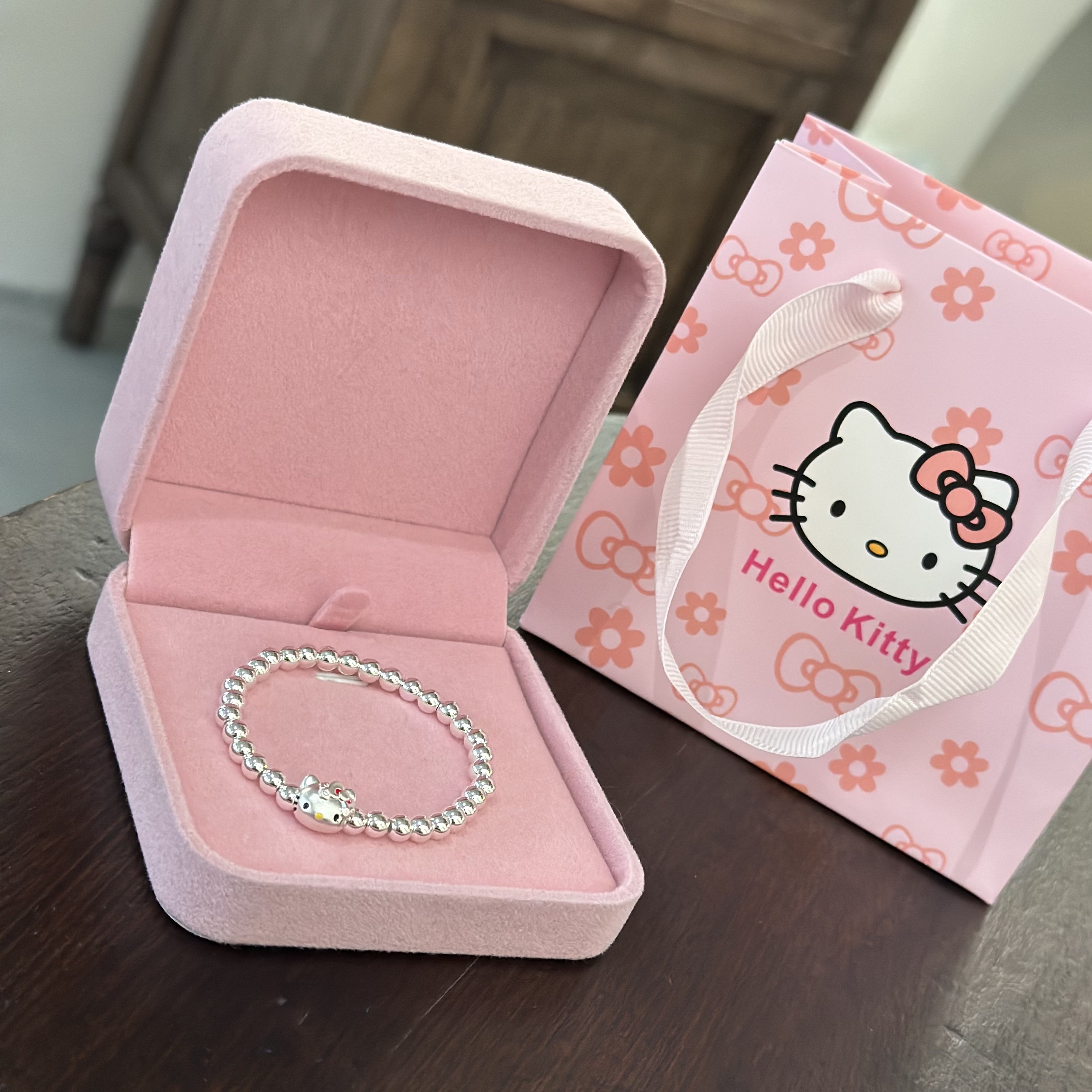2026新款HelloKitty吊坠纯银手链女儿童大人通用手串生日礼品配饰