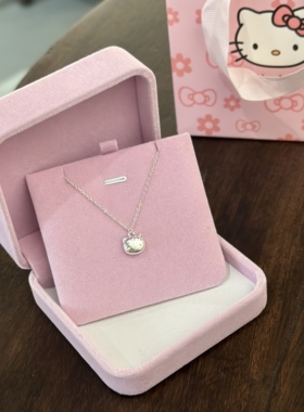 生日礼物Kitty猫纯银项链女甜美可爱kt吊坠银项链儿童学生送闺蜜
