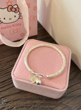 999纯银马上有钱吉言手镯女2026新款重工复古银镯送女友闺蜜礼物