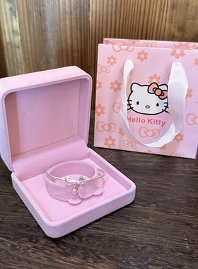 2026新款999纯银蝴蝶结铃铛手镯女开口可调节送女友闺蜜生日礼物