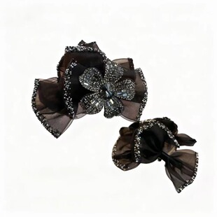 【繁花】法式复古百搭高级感花朵闪钻抓夹碎发夹发饰7cm