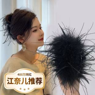 四倍毛量大号发饰抓夹高马尾发夹女毛毛黑色发抓抓夹夹子头发发箍