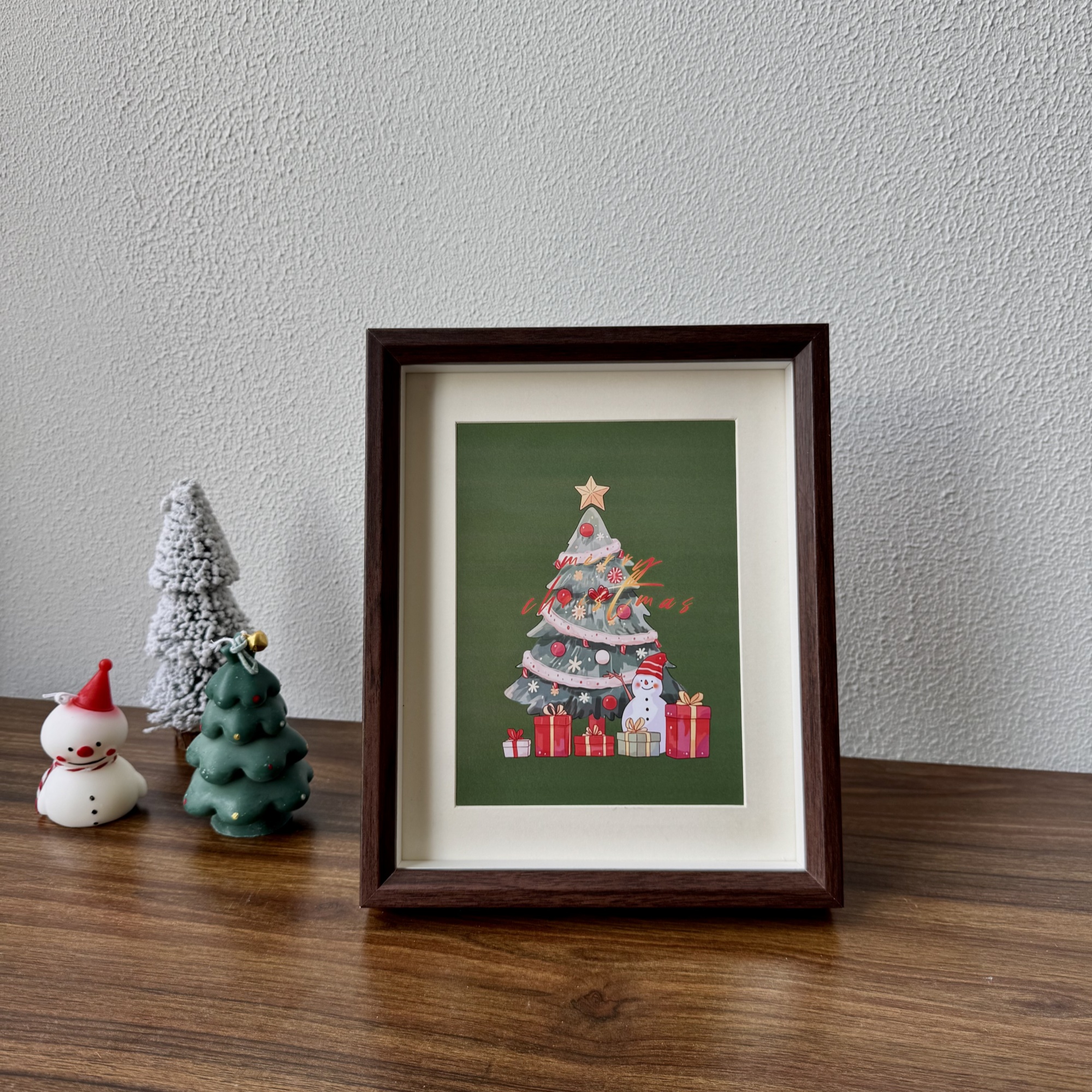 圣诞树圣诞老人卡通插画相框