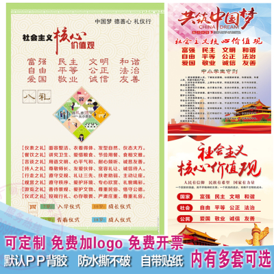 中小学生守则八礼四仪社会主义核心价值观挂图共筑中国梦展板墙贴