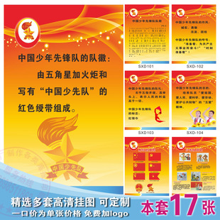 中国少年先锋队队歌章程队礼队角海报墙贴少先队入队誓词制度挂图