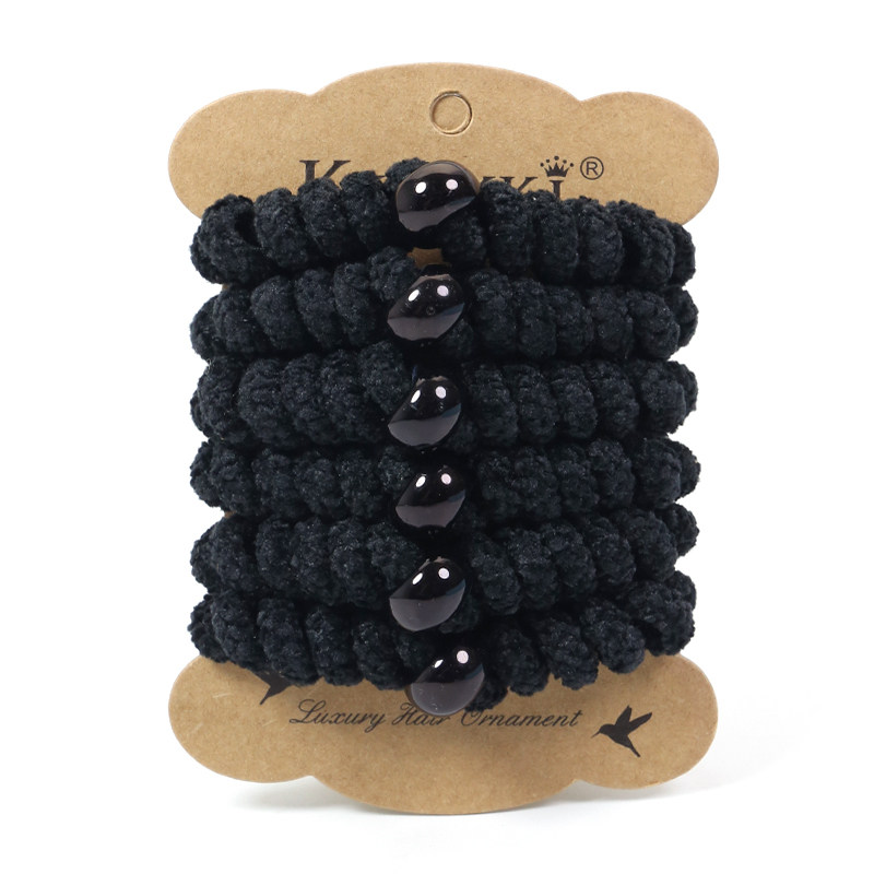 韩国KKNEKKI电话线发圈 毛绒绒雪尼尔基础皮筋发绳马尾头绳不伤发