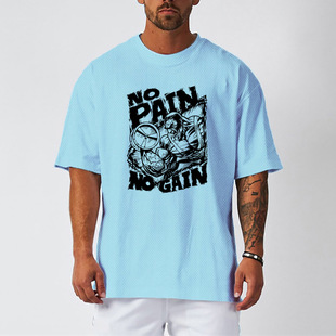 Oversized大码健身短袖男 跨境爆品运动T恤 速干网孔打底衫上衣潮