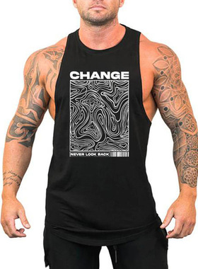 欧美健身衣男夏季纯棉背心无袖打底衫T恤健美跑步休闲运动训练服