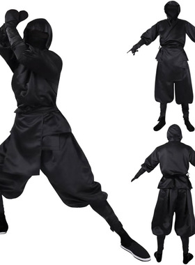 武士服现货跨进热款万圣节演出服日本男士黑忍者cosplay嘻哈欧美
