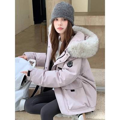 冬季工装大毛领羽绒棉服女冬加厚宽松女士派克服棉衣外套冬装棉袄