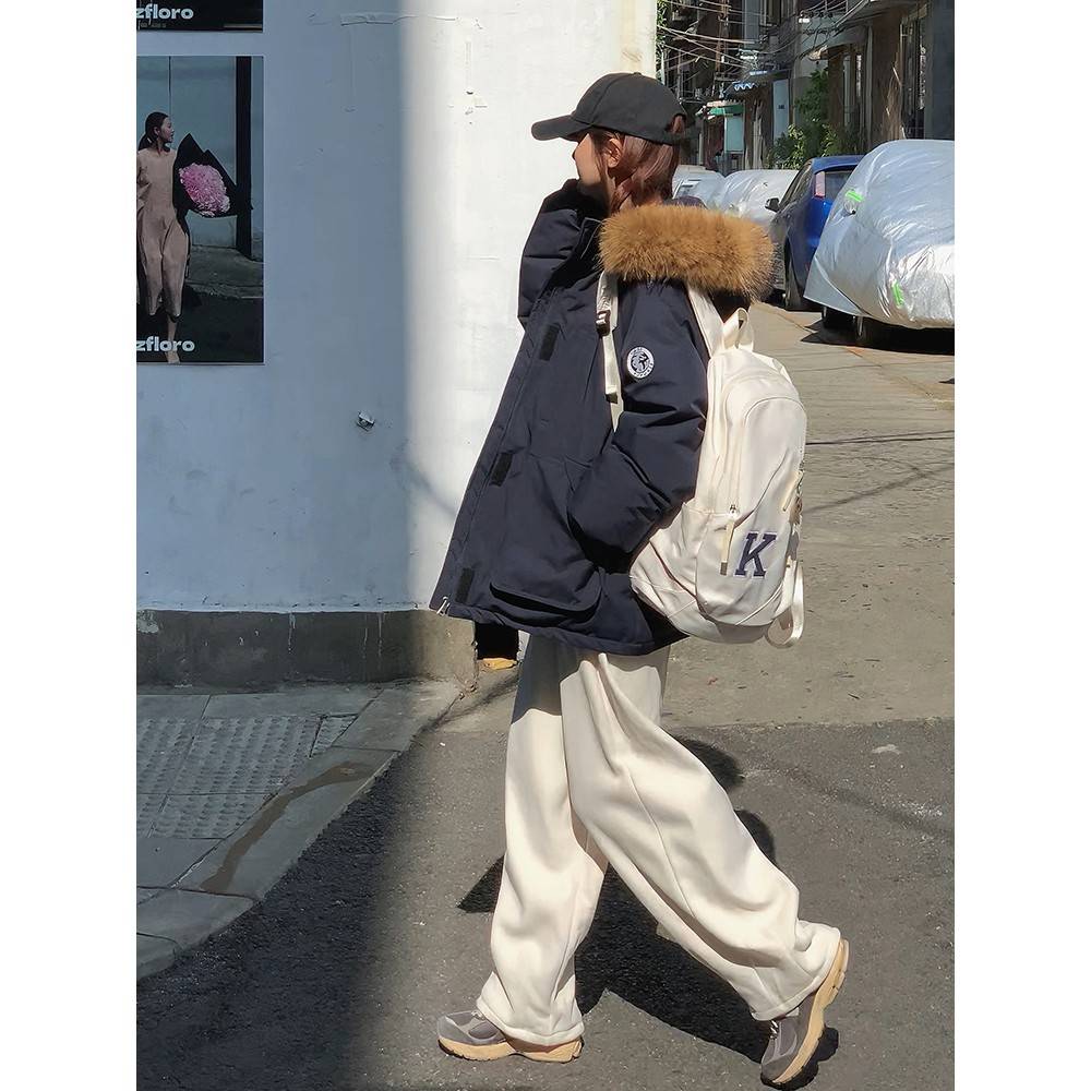工装羽绒棉服女冬季2025年新款设计感小众oversize情侣棉袄派克服